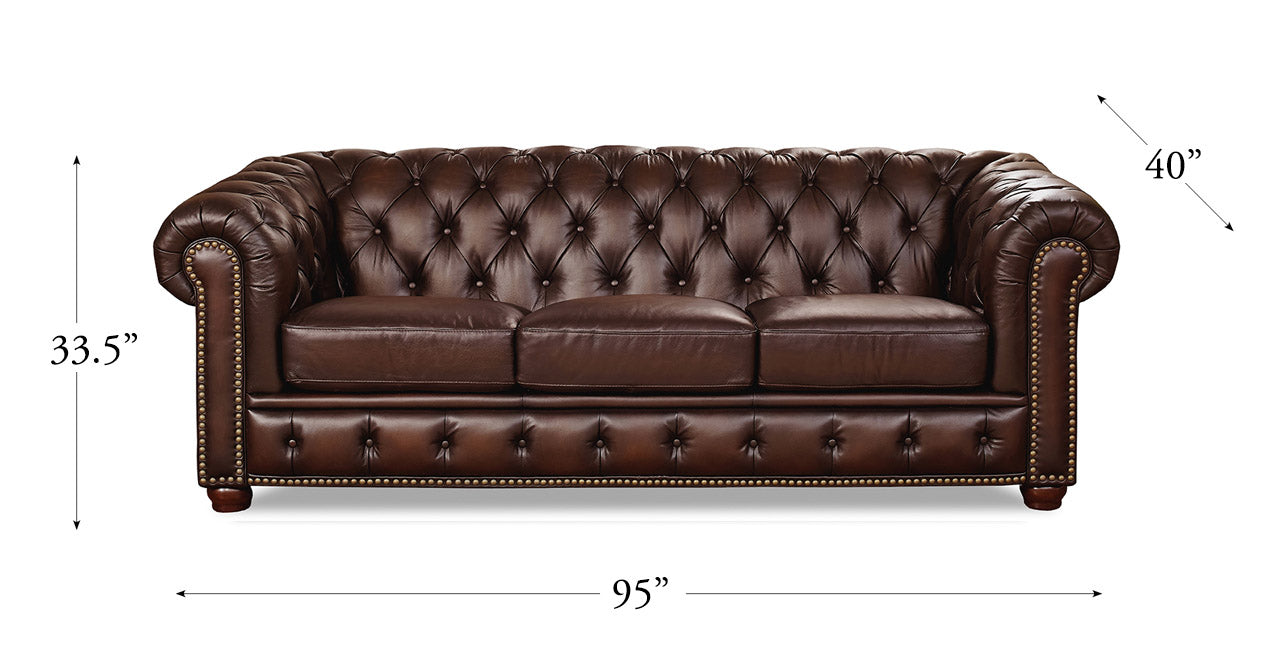 Albany Leather Sofa Collection, Caramel Brown